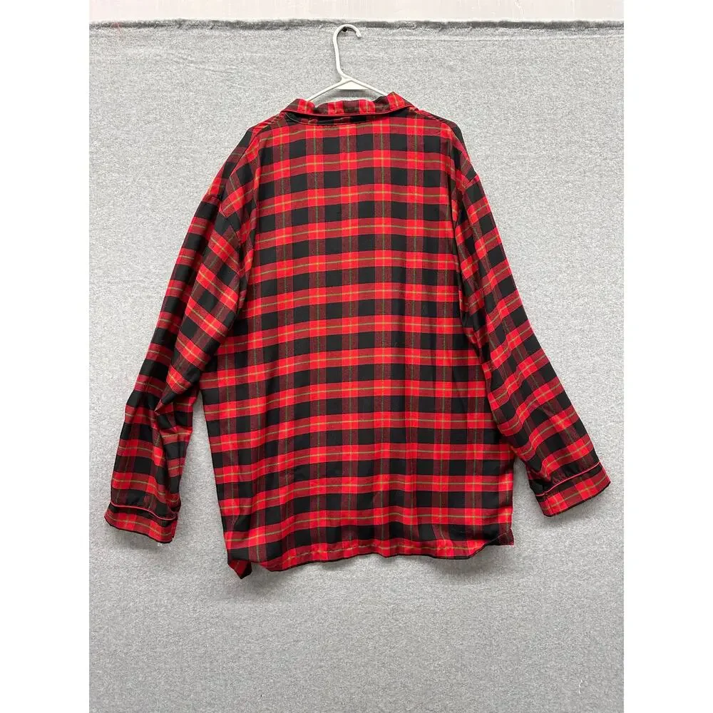 Disney Store Mickey Mouse Pajama top Womens Size 2XL Plaid Flannel Santa